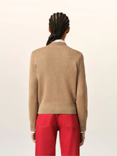 Ami Paris Camel Crewneck Wool Cardigan