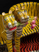 Chehoma Yellow Sculpted Tiger Mango Wood Right Armchair