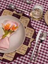 Coro Cora Burgundy Iraca Palm Gingham Cloud Placemat