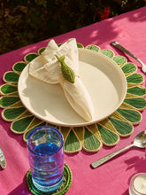 Coro Cora Dark Green and Olive Round Iraca Palm Drops Placemat