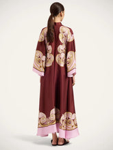 La DoubleJ Burgundy Kells Swirl Silk Twill Maxi Dress