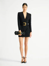 Balmain Black Mini Belted Dress