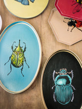 Les Ottomans Light Blue Hand-Painted Iron Tray with Beetle
