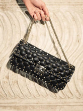 Valentino Garavani Black Rockstud Spike Quilted Shoulder Bag