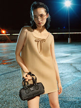 Miu Miu Hazelnut Waxed Double Wool Mini Dress