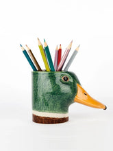 Quail Ceramics Green Mallard Stoneware Pencil Pot