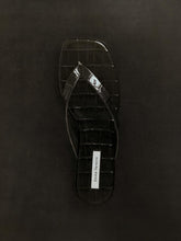 Emme Parsons Espresso Croc Meta Thong Sandals