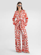 Dolce & Gabbana Orange Majolica-Print Silk Wide-Leg Trousers