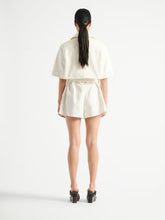 Balmain White Belted Denim Playsuit