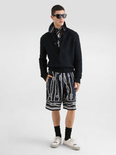 Dolce & Gabbana Navy Blue Marina-Print Silk Vanity Bermuda Shorts