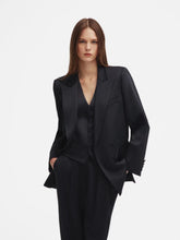 Blazé Milano Dark Navy Double-Breasted Satin Blazer