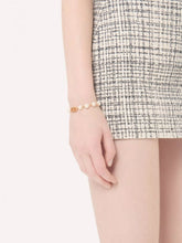 Valentino Garavani Gold and Cream VLogo Signature Bracelet with Beads