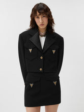 Versace Black Wool Cropped Blazer