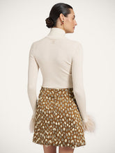 La DoubleJ White Feather-Trim Ribbed Cashmere High-Neck Top