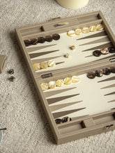 Hector Saxe Paris Greige Medium Grained Leather Backgammon Set