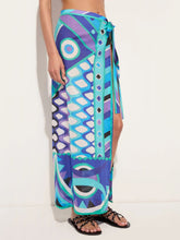 Pucci Turquoise and Blue Vivara Print Cotton Sarong Skirt