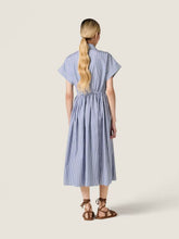 Miu Miu Blue Striped Poplin Midi Shirt Dress