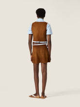 Miu Miu Cognac Waxed Suede Mini Skirt