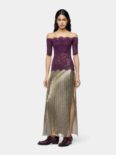 Rabanne Magenta Layered Lace Off-Shoulder Top