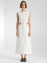 Fendi White Linen Sleeveless Midi Dress