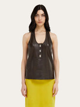 Ferragamo Espresso Nappa Racer Back Vest