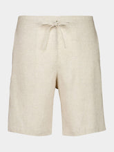Spiritum Tulum Cream Palmeta Tailored Bermuda Shorts in Handmade Linen