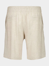 Spiritum Tulum Cream Palmeta Tailored Bermuda Shorts in Handmade Linen