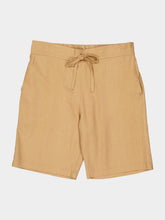 Spiritum Tulum Khaky Beige Palmeta Tailored Bermuda Shorts in Handmade Linen