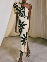 Johanna Ortiz One-Shoulder Palm Print Dress