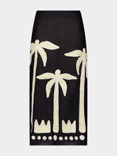 Johanna Ortiz Black Linen Feliz Augurio Maxi Skirt