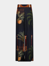Johanna Ortiz Navy Wide-Leg Mystic Motif Silk Pants