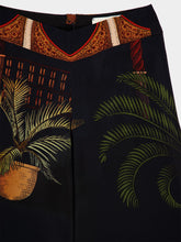 Johanna Ortiz Navy Wide-Leg Mystic Motif Silk Pants