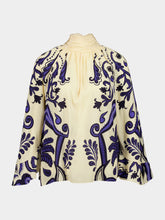 Johanna Ortiz Ecru and Navy Ritmo Sol Silk Top