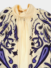 Johanna Ortiz Ecru and Navy Ritmo Sol Silk Top