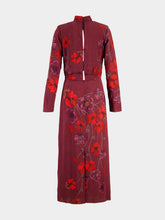 Johanna Ortiz Wine Botanical Jacquard Midi Dress