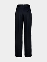Blazé Milano Novalis Dark Navy Satin Straight-Leg Trousers