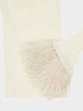 La DoubleJ White Feather-Trim Ribbed Cashmere High-Neck Top