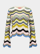 La DoubleJ Green and Pink Chevron Crop Sweater