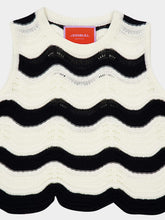 La DoubleJ Ecru and Black Chevron Cotton Sleeveless Top
