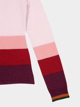 La DoubleJ Pink and Bordeaux Tone Stripe Cashmere Crewneck Jumper
