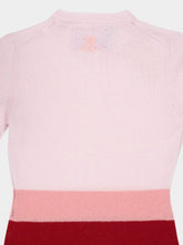La DoubleJ Pink and Bordeaux Tone Stripe Cashmere Crewneck Jumper