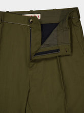 Marni Deep Sage Wool Straight-Leg Trousers