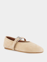 Paris Texas Beige Suede Buckle Ballet Flats