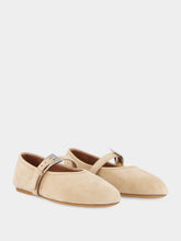 Paris Texas Beige Suede Buckle Ballet Flats