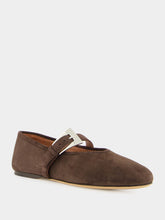 Paris Texas Ebony Suede Sveva Buckle Ballet Flat