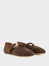 Paris Texas Ebony Suede Sveva Buckle Ballet Flat