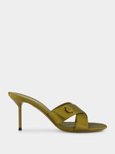 Paris Texas Oil Green Lidia Couture Satin Mules