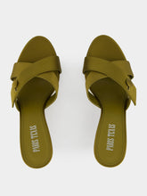 Paris Texas Oil Green Lidia Couture Satin Mules