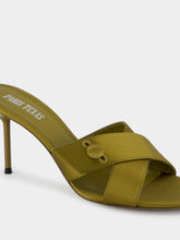 Paris Texas Oil Green Lidia Couture Satin Mules