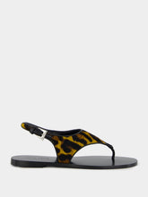 Paris Texas Amalfi Flat Sandals in Mustard Leopard Print